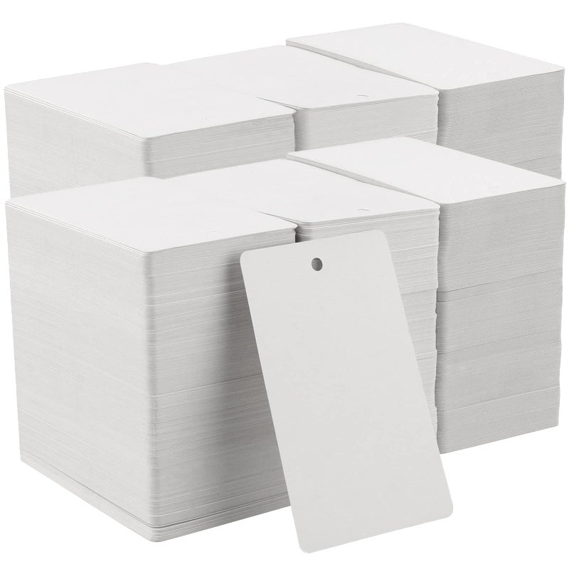 SINJEUN 3000 PCS 177 x 295 Inches White Merchandise Tag Blank Paper Gift Tags Hanging Garment Shipping Tags with Hole for Crafting
